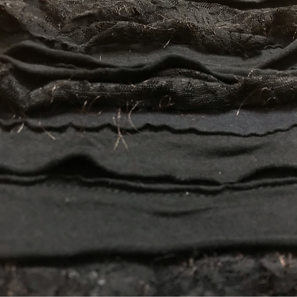 Express little black dress lace ruffle layer strapless mini Dress XS - Picture 6 of 7